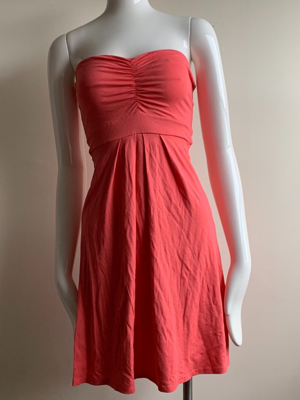 Sauvage Coral pull on cover up strapless bandeau dress